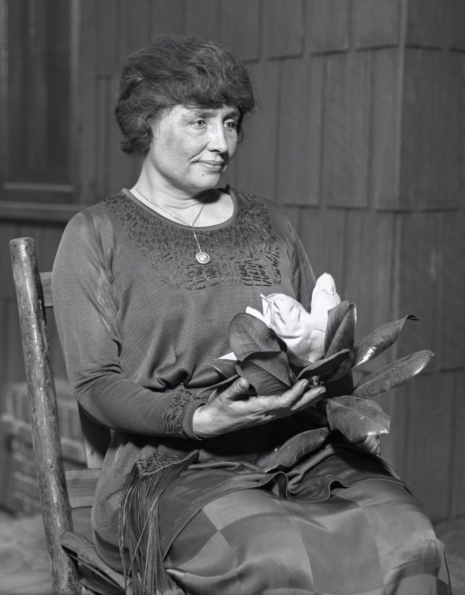 Helen Keller around 1920, five years before she came to Cedar Point. Photographed for the Los Angeles Times.