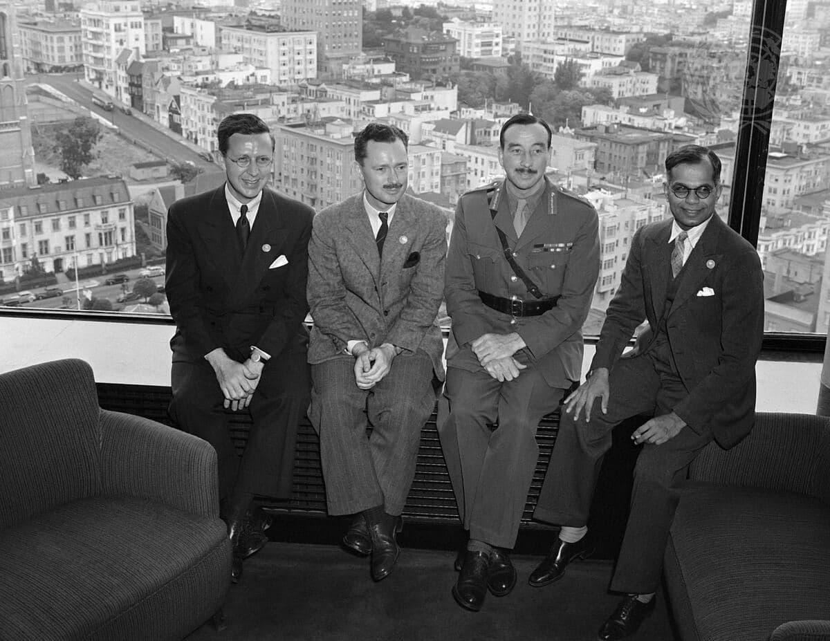 Members of the Indian delegation at the United Nations Conference on International Organization, San Francisco, July 1945 — the conference Lions were invited to.